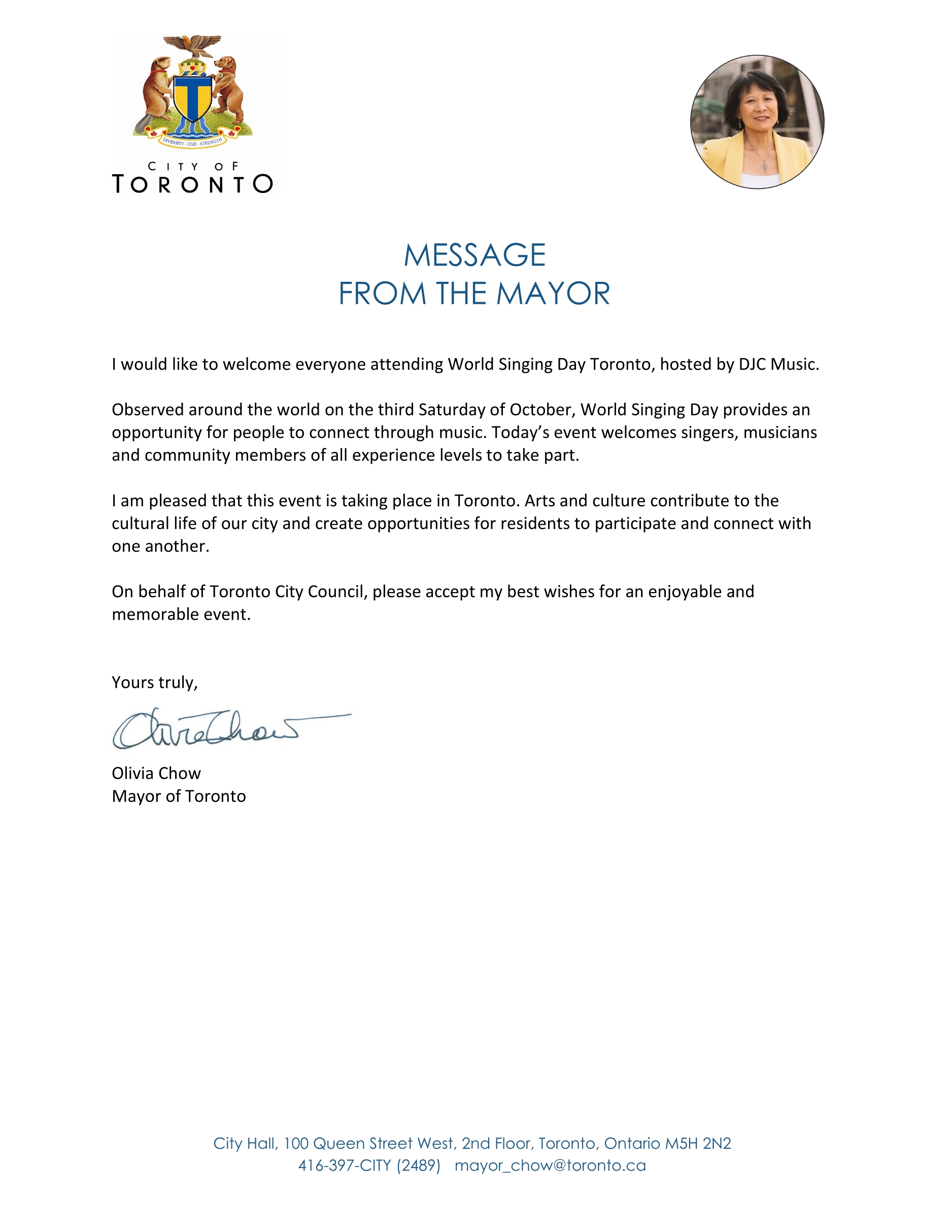 Message from the Mayor
